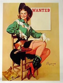 GIL ELVGREN VINTAGE PIN-UP POSTER GIRL COWGIRL SHERIFF PHOTO