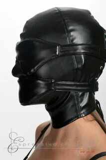 Bondage BDSM leather hood soft blindfold & muffle gag Etsy