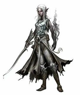 Female Dark Elf Magus Rogue - Pathfinder PFRPG DND D&D 3.5 5