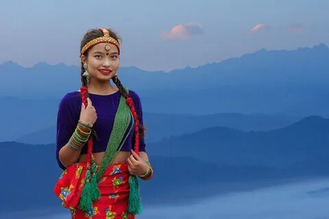 nepali girl in traditional dress had the chance to celebra. 