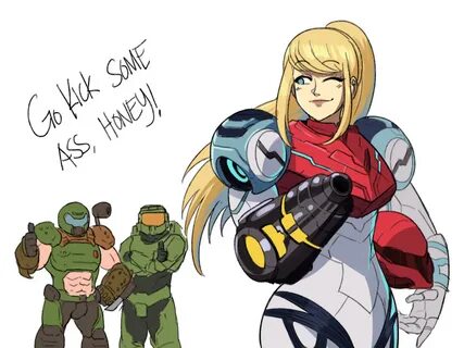Doomguy and Chief wishing luck to the original space warrior