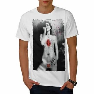 Wellcoda Girl Nude Love She Sexy Mens T-shirt, Naked Graphic