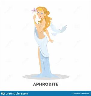 Афродита в белом платье Греческая красивая старая богиня Илл