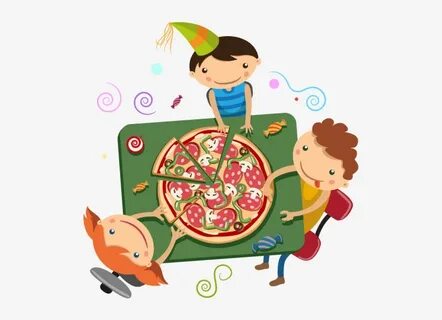 Online Pizza Payment - Friends Eating Pizza Cartoon PNG Imag