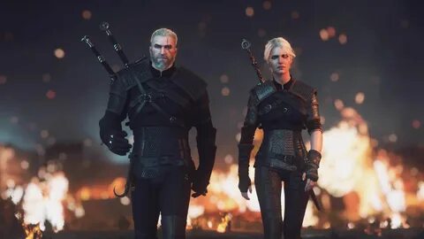 Geralt and Ciri in Viper Armour SBUI : witcher Geralt and ci