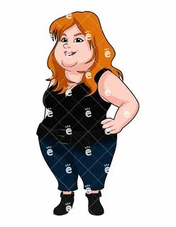 Confident Overweight Woman Cartoon Vector Clipart - Friendly