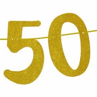 FECEDY Glittery Gold Cheers to 50 Years Banner for 50th Birt