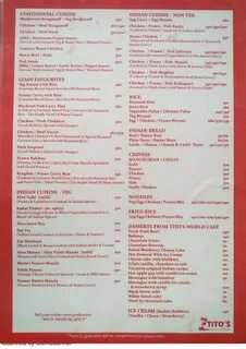 Tito's restaurant menu