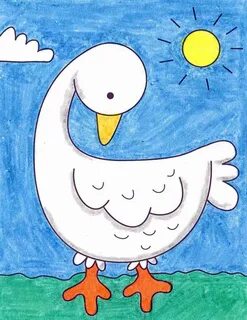 Easy How to Draw a Goose Tutorial and Goose Coloring Page