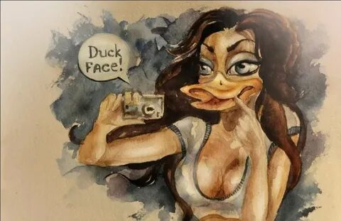 Иллюстрация Duck Face в стиле карикатура, реклама персонажи