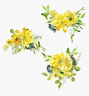 #watercolor #flowers #floral #bouquet #yellow #white, HD Png