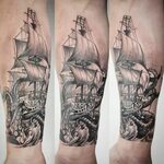 Kraken tattoo, Ship tattoo, Octopus tattoo