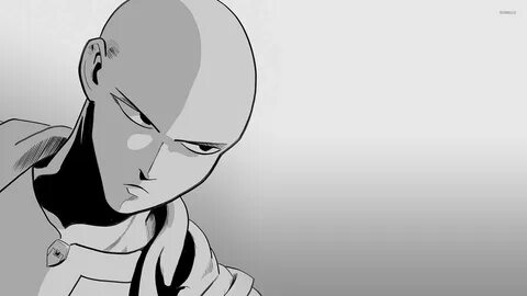 Saitama with an angry look in One-Punch Man wallpaper - Anim