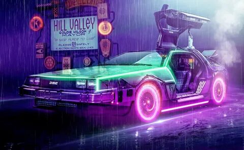 Incredible 80s retro style DeLorean with a bit of a Tron fee