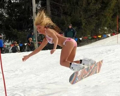 Bikini snow skiing Funny & Crazy