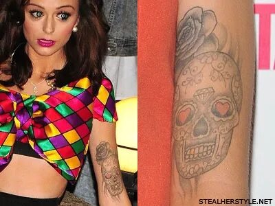 Cher Lloyd skull rose tattoo Cher lloyd tattoos, Celebrity t