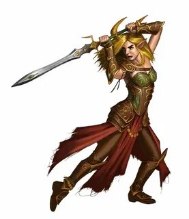 Female Tiefling Fighter Warrior - Pathfinder PFRPG DND D&D 3