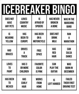 Ice breaker Bingo - perfect for a team building activity Ice