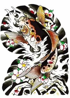 tattoo flash drawing Japanese koi fish Koi fish tattoo, Amer