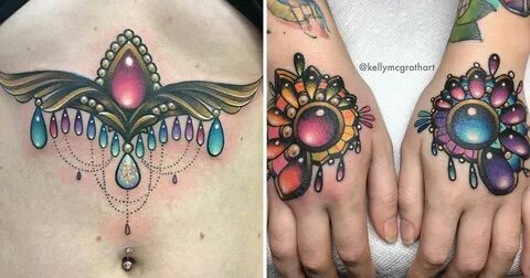 Radiant Gemstone, Geode, and Crystal Tattoos by Kelly McGrat