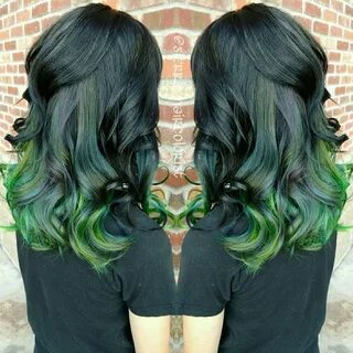 Black to Emerald and Neon Green Ombre Hair - Hair Colors Ide