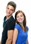 Young Couple Embrace Front White Background - Stock Photo © 