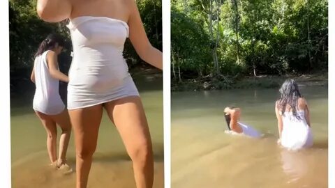 We took a bathe in the river with Jennifer Granda #like #jennie #live #mrbeast -
