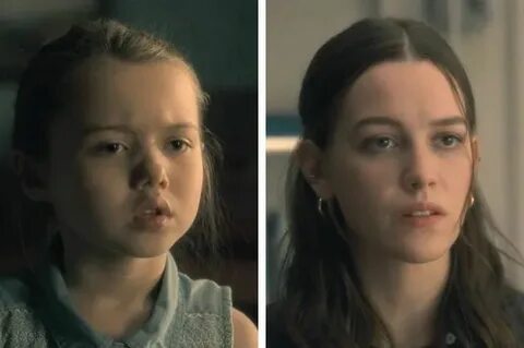 Violet McGraw and Victoria Pedretti as younger twin Eleanor 