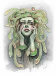 Medusa watercolor print Art & Collectibles Digital Prints al
