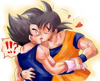 Safebooru - black hair dragonball kiss male son goku vegeta 