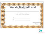Free Printable World’s Best Girlfriend Certificates
