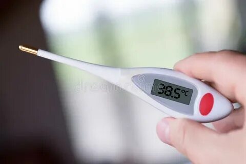 Термометр лихорадки 38,5 стоковое изображение. изображение н