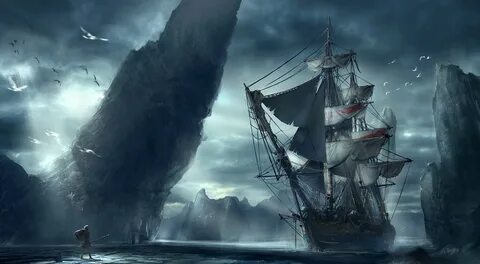 fantasy, Ship, Boat, Art, Artwork, Ocean, Sea Wallpapers HD 