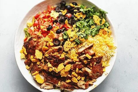 Keto Taco Salad with Chicken and Cheese Crisps - Easy Recipe