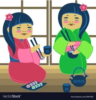 Japanese girl resting cartoon