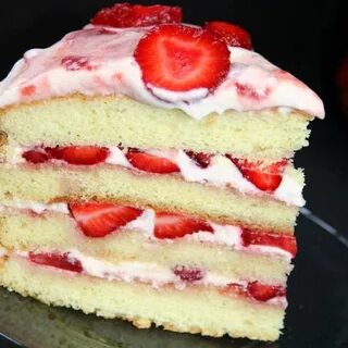 Vanilla Cake with Strawberry Cream Frosting Recipe Frosting 