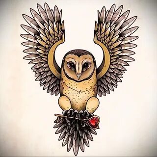 цветной рисунок татуировки с совой 15.02.2021 № 0076 - owl t