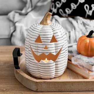 Striped Ceramic Jack O' Lantern Kirklands Halloween decorati