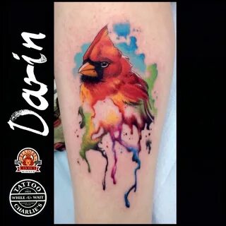 Watercolor Cardinal tattoo by Darin Red bird tattoos, Waterc