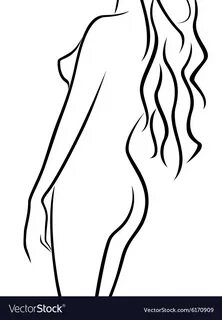 Beautiful abstract female body half turn back Vector Image