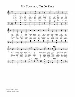 My Country 'Tis Of Thee Hymn sheet music, Music memories, Hy