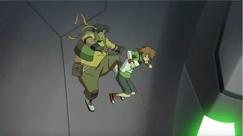 Hunk and Pidge floating in the room from Voltron Legendary D