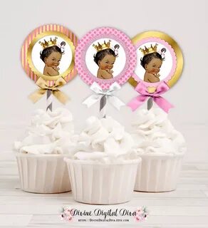 Cupcake Topper Circles Pink & Gold Princess African Etsy