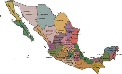 Mapa de México con nombres (2022)