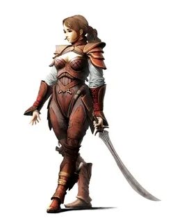 Female Human Fighter Rogue with Scimitar - Pathfinder PFRPG 