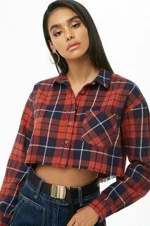 Cropped Flannel Shirt Cropped shirt outfit, Crop shirt outfi