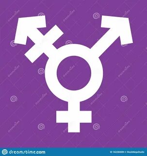 Символ трансгендера в цветовом фоне фиолетового цвета Значок сексуальной ориента