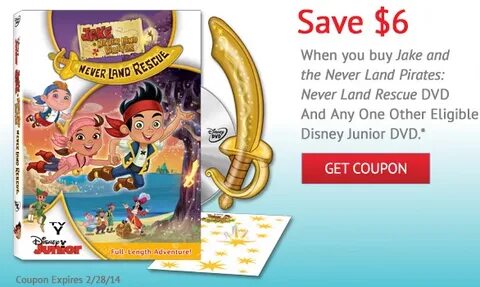 New $6 Off Jake and the Never Land Pirates DVD and Other Eli