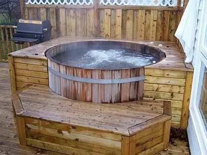 Cedar hot tub, Hot tub outdoor, Hot tub deck