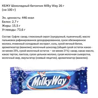 Шоколадный батончик Milky Way (Милки Вэй) : состав, цены, от